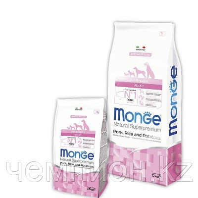 1112 Monge Speciality Line All Breeds Adult Pork, Монже сухой корм для собак, свинина, рис, картофель, 12кг