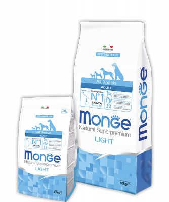 1228 Monge Speciality line AllBreed Adult Light with Salmon and Rice, Сухой корм для собак, облегченный, 2,5кг - фото 1 - id-p74177619