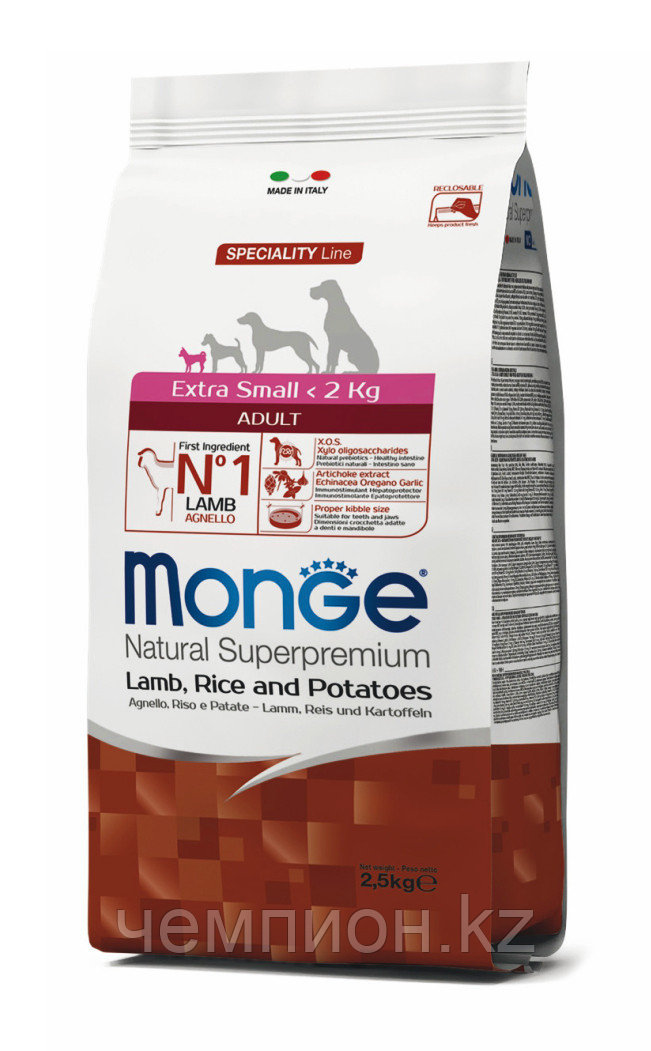 1488 Monge SpecialityLine ExtraSmall Adult Lamb,Rice&Potatoes, Сухой корм для мини пород, ягненок,рис,уп.2,5кг