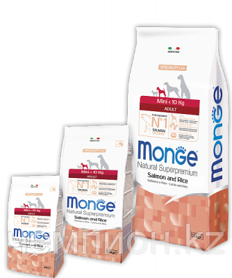 1587 Monge Speciality Line Mini Adult Salmone, Монже сухой корм для собак мелких пород, лосось и рис, уп.7,5кг