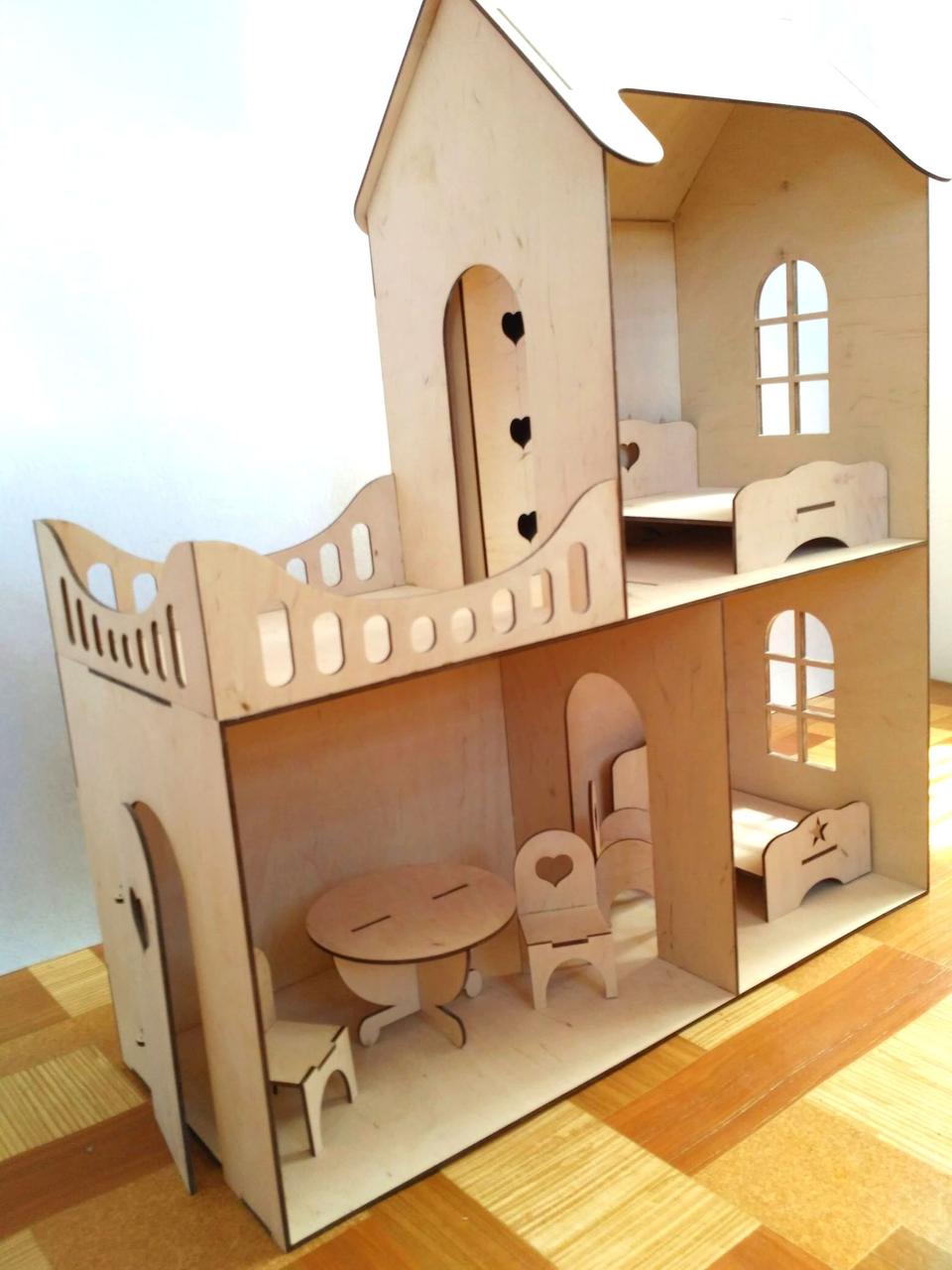 Кукольный ЭКО домик, без мебели (70х26х60см)