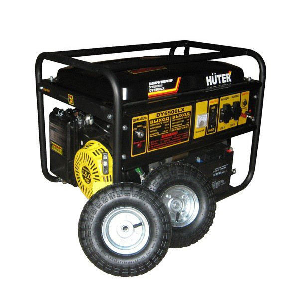 Бензиновый генератор HUTER DY6500LX с колесами