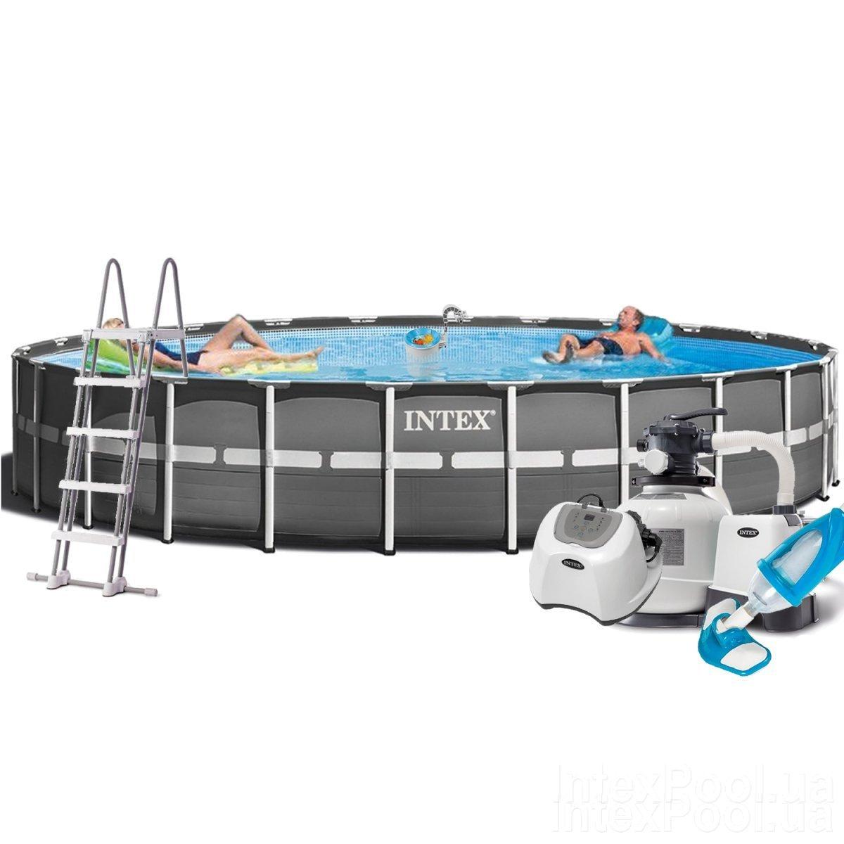 Каркасный бассейн Intex 26340 - 16, 732 x 132 см (150 мл/ч - 11 г/ч, 10 000 л/ч, лестница, набор, тент, подстилка)
