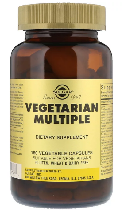 Solgar, Вегетарианские мультивитамины, 180 растительных капсул