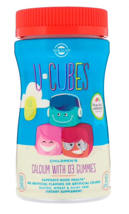 Solgar, U-Cubes, детский кальций с D3, со вкусом розового лимонада, голубики, клубники, 60 жевательных конфет - фото 1 - id-p74315300