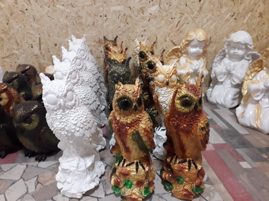 Фигура садовая гипсовая "Сова на пеньке" (38 см)