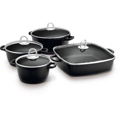 Набор кухонной посуды Lamart Cast Greblon [8 предметов] (Черный) - фото 1 - id-p74316117