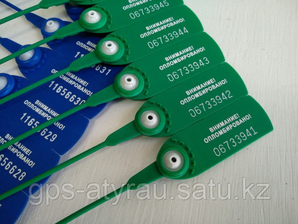 Пломба стяжка номерная ОСА-150мм, синяя, зеленая., фото 1