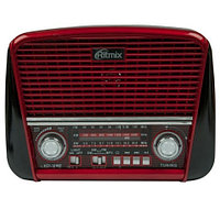 Ritmix RPR-050 шамы бар ретро стиліндегі радиоқабылдағыш {FM, USB, MicroSD, AUX, MP3, WMA} (Қызыл)