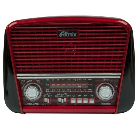 Радиоприемник в стиле ретро с фонариком Ritmix RPR-050 {FM, USB, microSD, AUX, MP3, WMA} (Красный) - фото 1 - id-p74358909