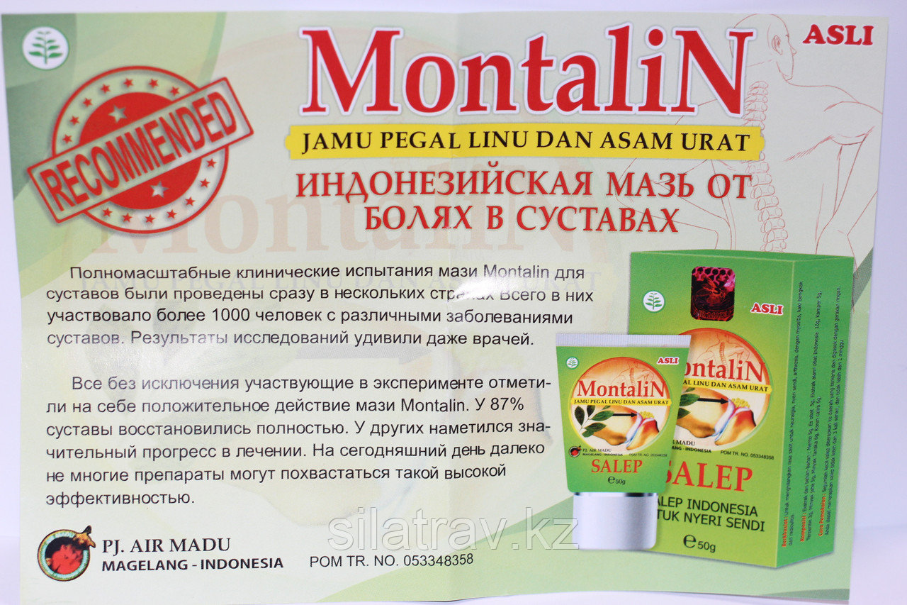 Мазь "Монталин" для лечения суставов из Индонезии 50 гр. - фото 3 - id-p74431080