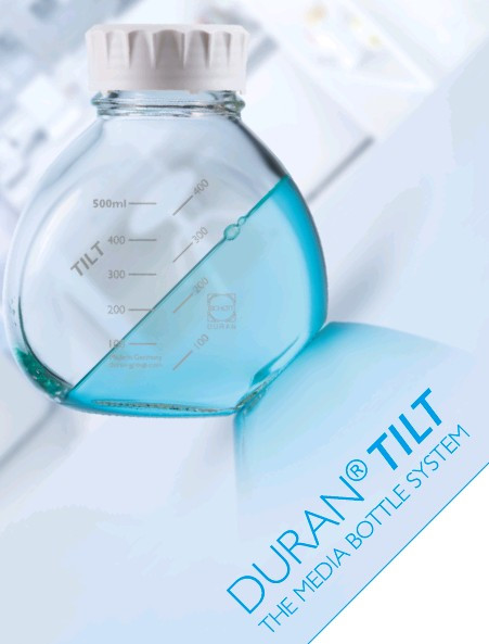 Бутыль для микробиологических работ Duran Tilt c пластмассовой завинчивающейся крышкой d-52 мм, cо шкалой (500 мл)
