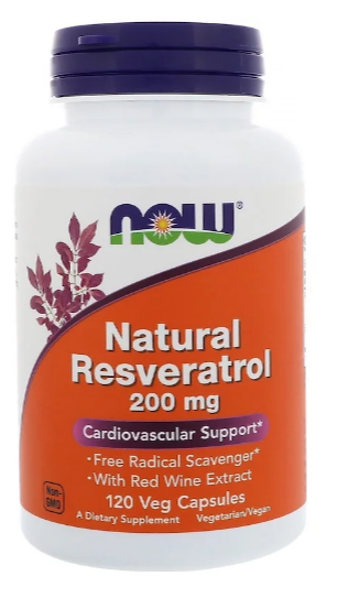 Now Foods, Натуральный ресвератрол, 200 мг, 120 растительных капсул