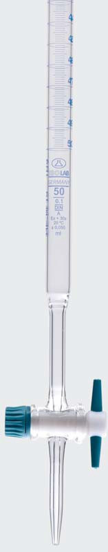 Бюретка с краном 50 мл, цен.дел.0,1, кран из PTFE, класс AS (ISOLAB)