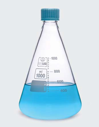 Колба коническая КН-500 мл с завинчивающейся крышкой GL32 (ISOLAB)