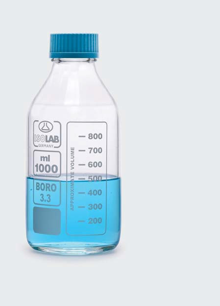 Бутыль для химреактивов с пластмассовой завинчивающейся крышкой d-45 мм, со шкалой (2000 мл) (ISOLAB)