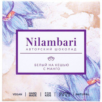 Nilambari Шоколад белый на кешью с Манго ,65 г