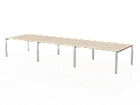 Письменный стол ТН312ТР-3х2+ТН312К-22, ТН314ТР-3х2+ТН314К-22, ТН316ТР-3х2+ТН316К-22 4200, Наличие технологического отверстия в столешнице, Сетевые кабеля в конструкции металлических оснований столов., 1450, стол, модульный, Прямоугольный