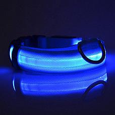Светодиодный ошейник для собак usb, цвет голубой, размер M, фото 3