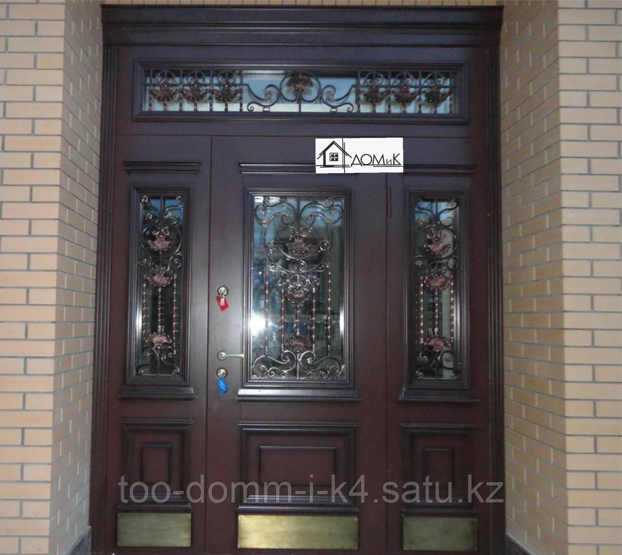 Дверь со стеклопакетом и ковкой в Алматы