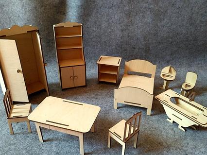 Кукольная ЭКО мебель (10 предметов)