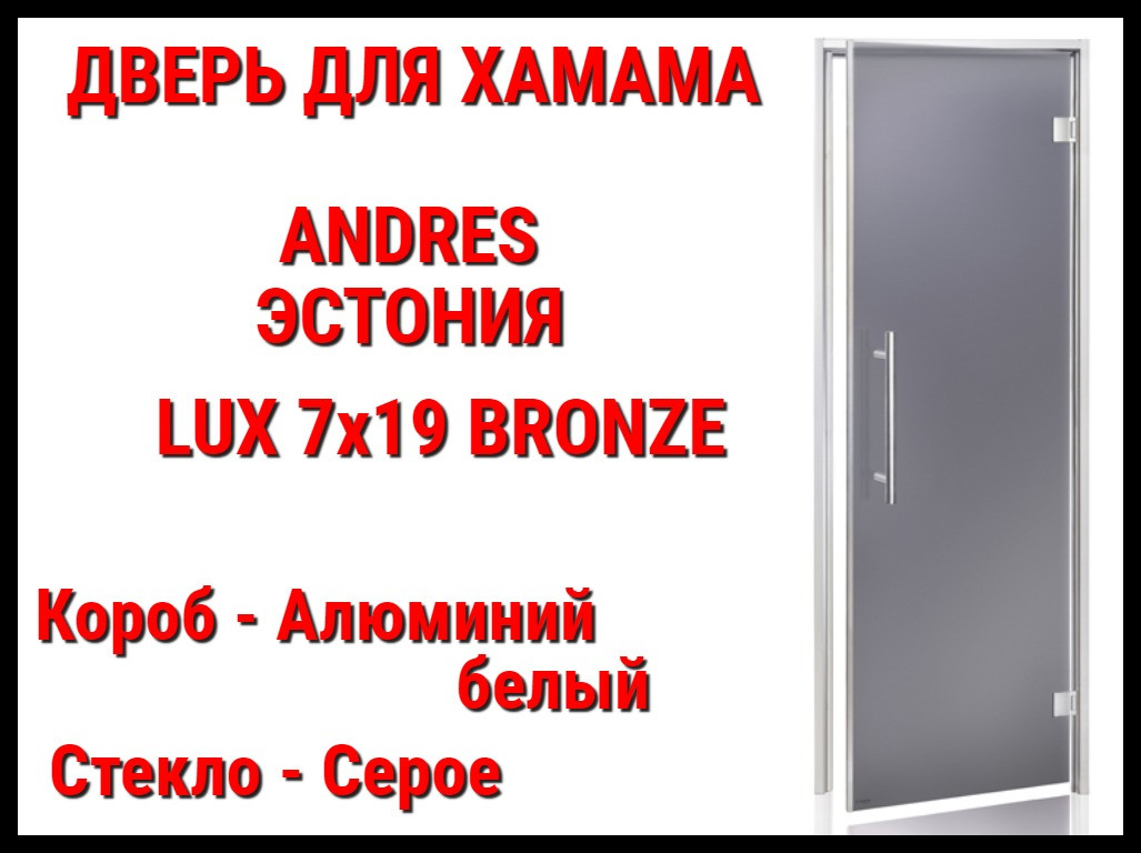 Дверь для турецкой бани Andres Lux Bronze (Серый) - фото 1 - id-p74465272