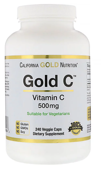California Gold Nutrition, Gold C, витамин C, 500 мг, 240 растительных капсул