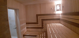 Финская сауна с парообразователем. Размер = 3,0 х 2,2 х 2,2 м. Адрес: г. Алматы, ЖК "Mountain Drive" 22