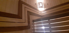 Финская сауна с парообразователем. Размер = 3,0 х 2,2 х 2,2 м. Адрес: г. Алматы, ЖК "Mountain Drive" 39