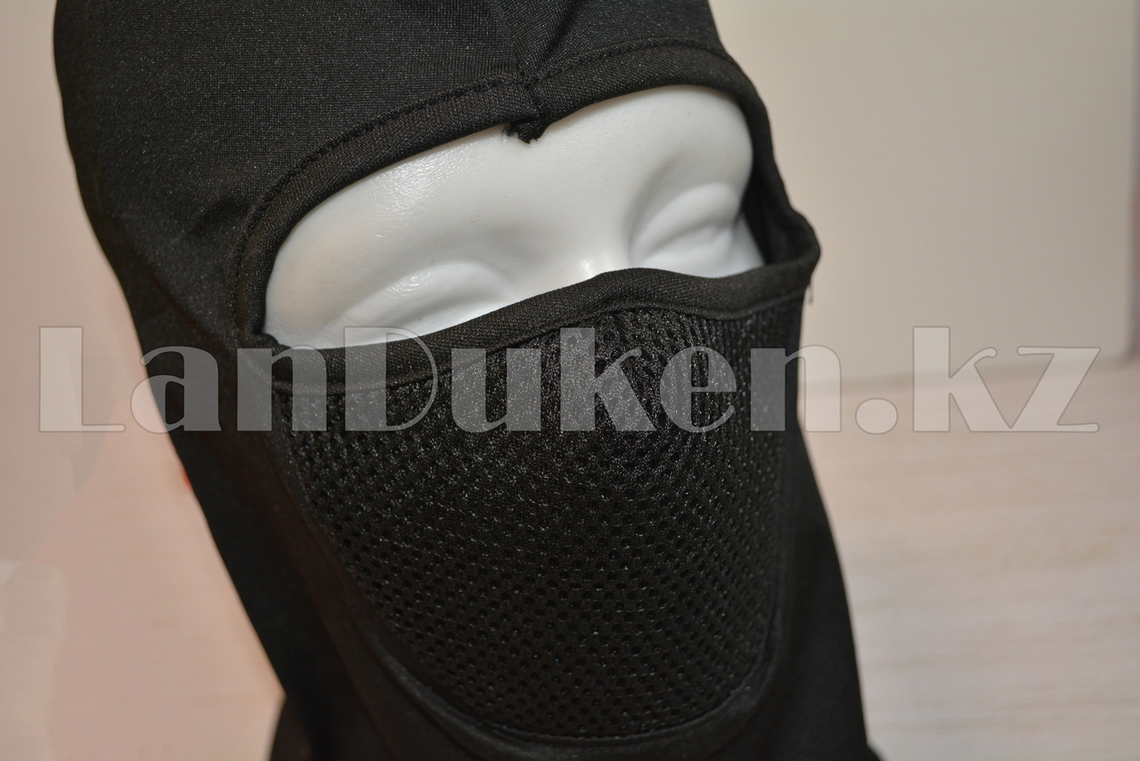Балаклава (лыжная маска) с прорезью для глаз и сеткой черная - фото 2 - id-p74504090