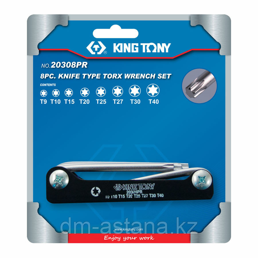KING TONY Набор Г-образных TORX, T9-T40, складные, 8 предметов KING TONY 20308PR
