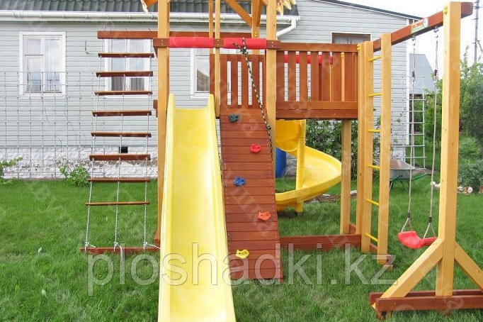 Детская площадка Савушка 18 с игровой башней, винтовой горкой, альпинистской и шведской стенкой, песочницей - фото 8 - id-p74564492