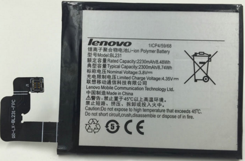 Заводской аккумулятор для Lenovo S90 sisley (BL-231, 2300mAh)