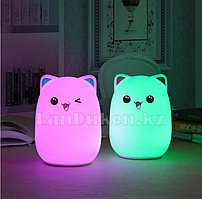 Светильник Котик ночник аккумуляторный силиконовый котик 13.5 x 9 см USB в ассортименте