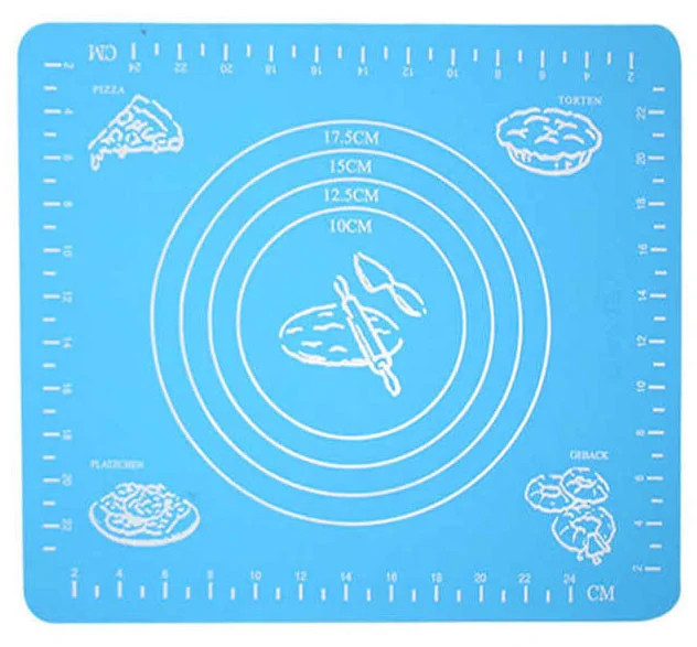 Силиконовый кулинарный коврик 40х50 см, цвет голубой