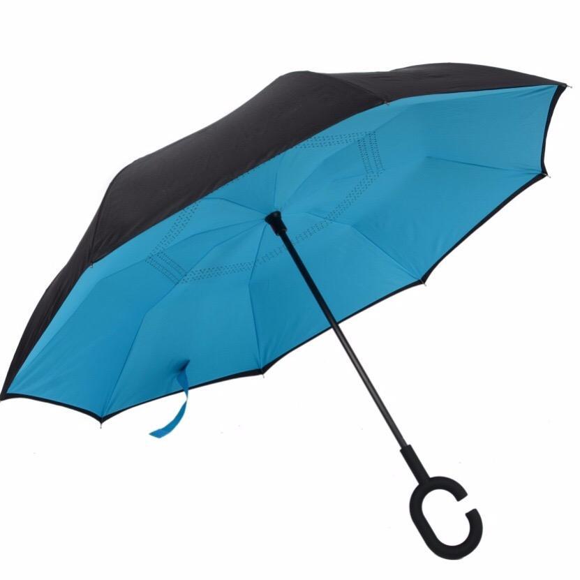 Умный зонт Наоборот, цвет голубой + черный
