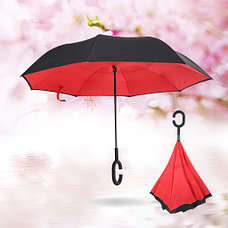 Уценка (товар с небольшим дефектом) Умный зонт Наоборот, цвет красный + черный, фото 3