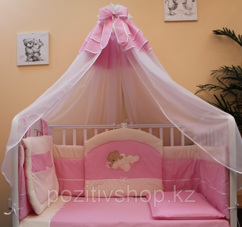 Комплект в кроватку Балу Мишутка розовый (8 предметов)