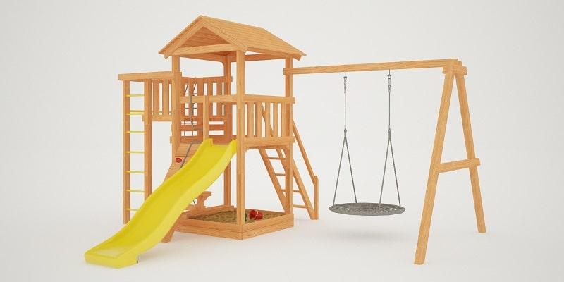 Детская площадка "Савушка Мастер" - 3 с качелями "Гнездо" 1 метр