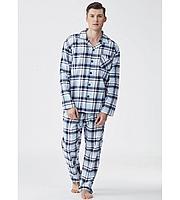 Пижама мужская на пуговицах, фланелевая, брюки. Китай