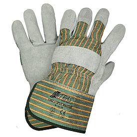 NITRAS 1302, перчатки из говяжьего спилка серого цвета, хлопчатобумажная тыльная сторона