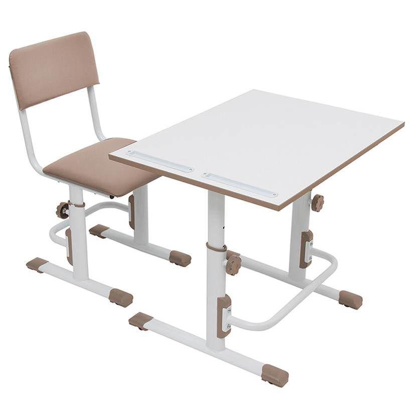 Растущая парта-трансформер Polini kids Simple М1, 75х55 см, белый-розовый