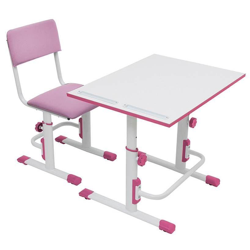 Растущая парта-трансформер Polini kids Simple М1, 75х55 см, белый-розовый