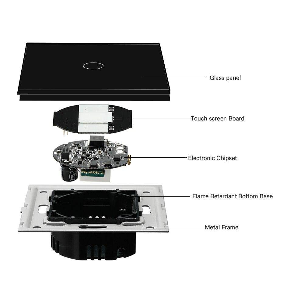 Сенсорный выключатель Touch Me Black (однолинейный, черный) для инфракрасной сауны - фото 6 - id-p74955451