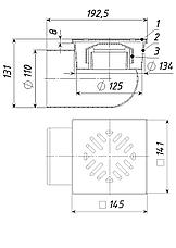 Трап РР 150*150 мм Дн110 гор. нерж. сталь с гидрозатвором (17), фото 5