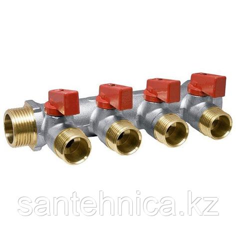Коллектор Aqualink 3/4"*1/2"-4 выхода c вентилями, фото 2