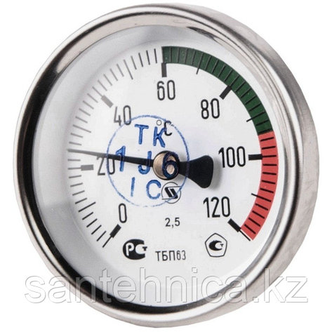 Термометр биметаллический осевой Дк63 L=50 мм G1/2" 120°С, фото 2