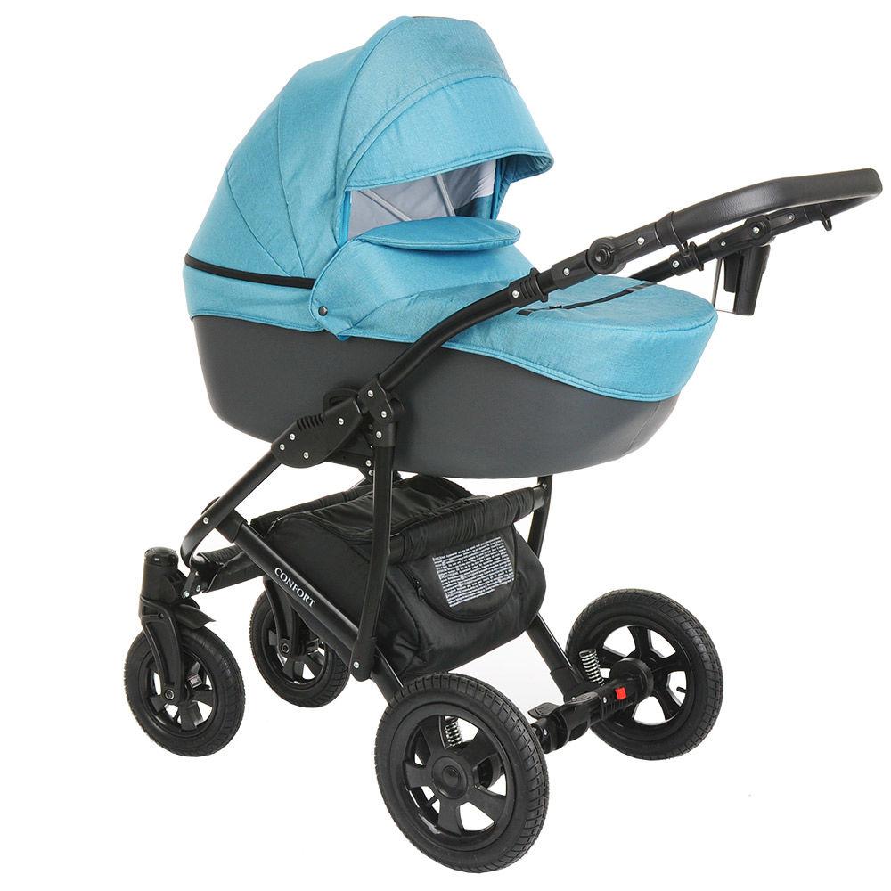 PITUSO Коляска 2 в1 CONFORT короб+прогулка Фиолетовый+Кожа Т.Фиолетовый Рама Черная