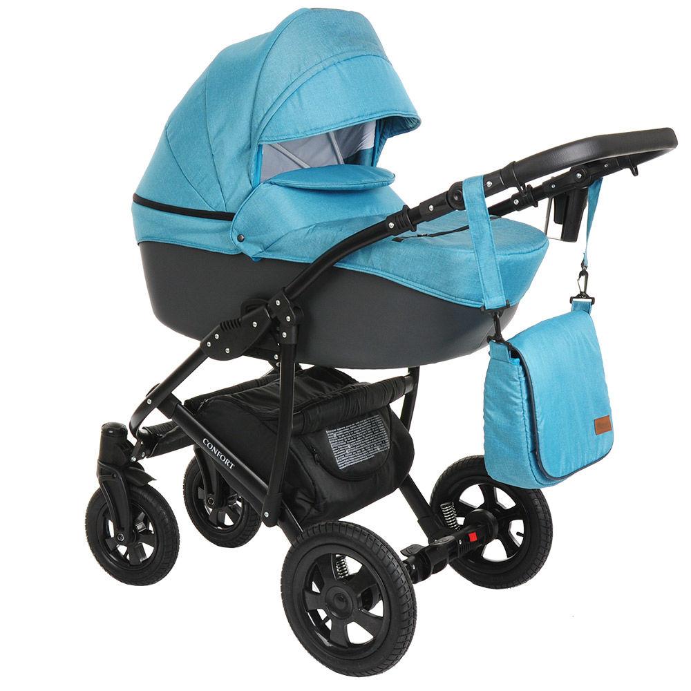 PITUSO Коляска 2 в1 CONFORT короб+прогулка Фиолетовый+Кожа Т.Фиолетовый Рама Черная