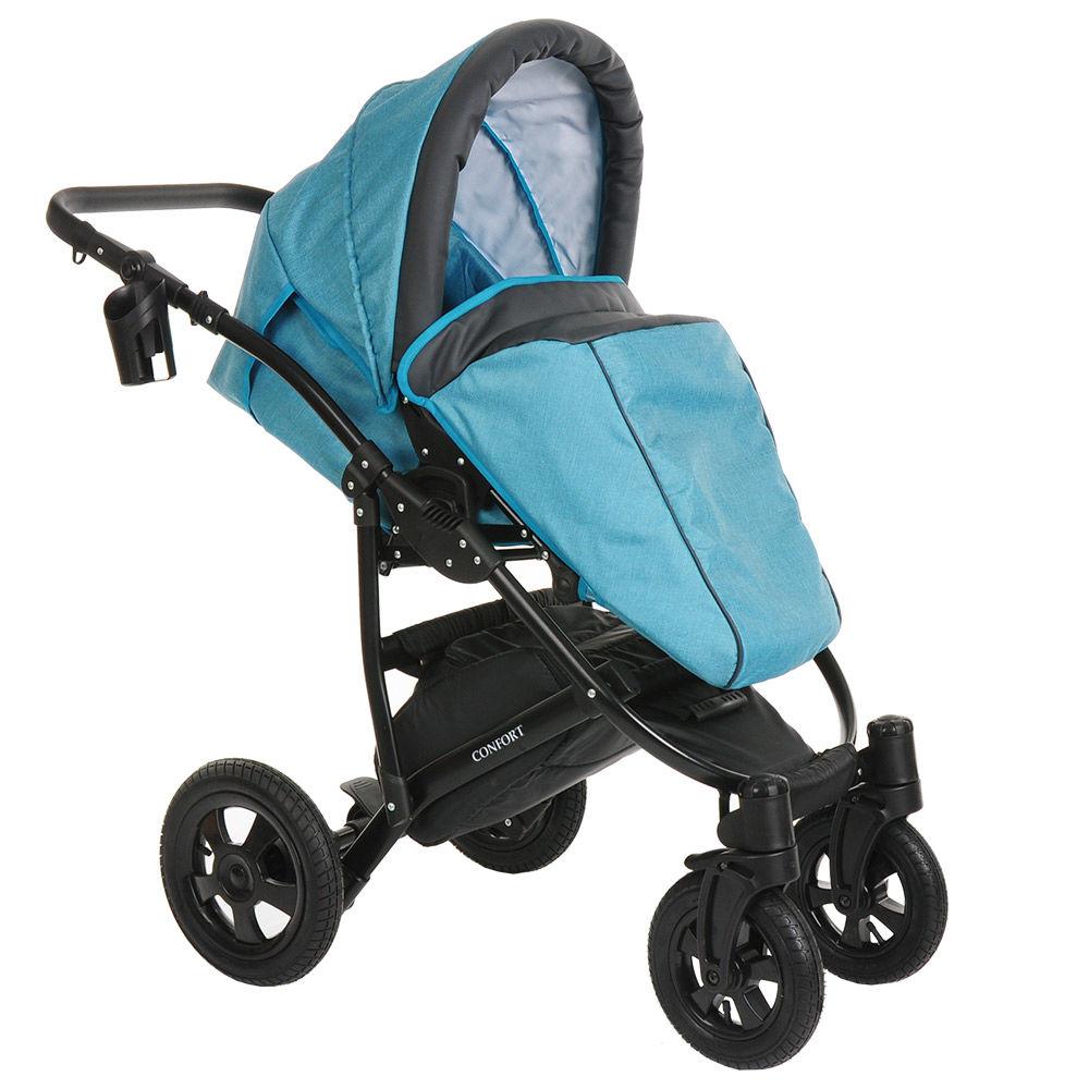 PITUSO Коляска 2 в1 CONFORT короб+прогулка Фиолетовый+Кожа Т.Фиолетовый Рама Черная